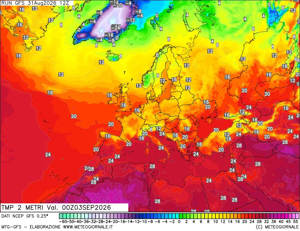 mappa Temp 2 metri