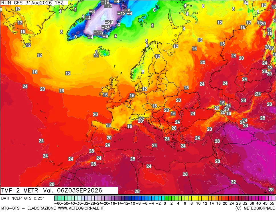 mappa Temp 2 metri