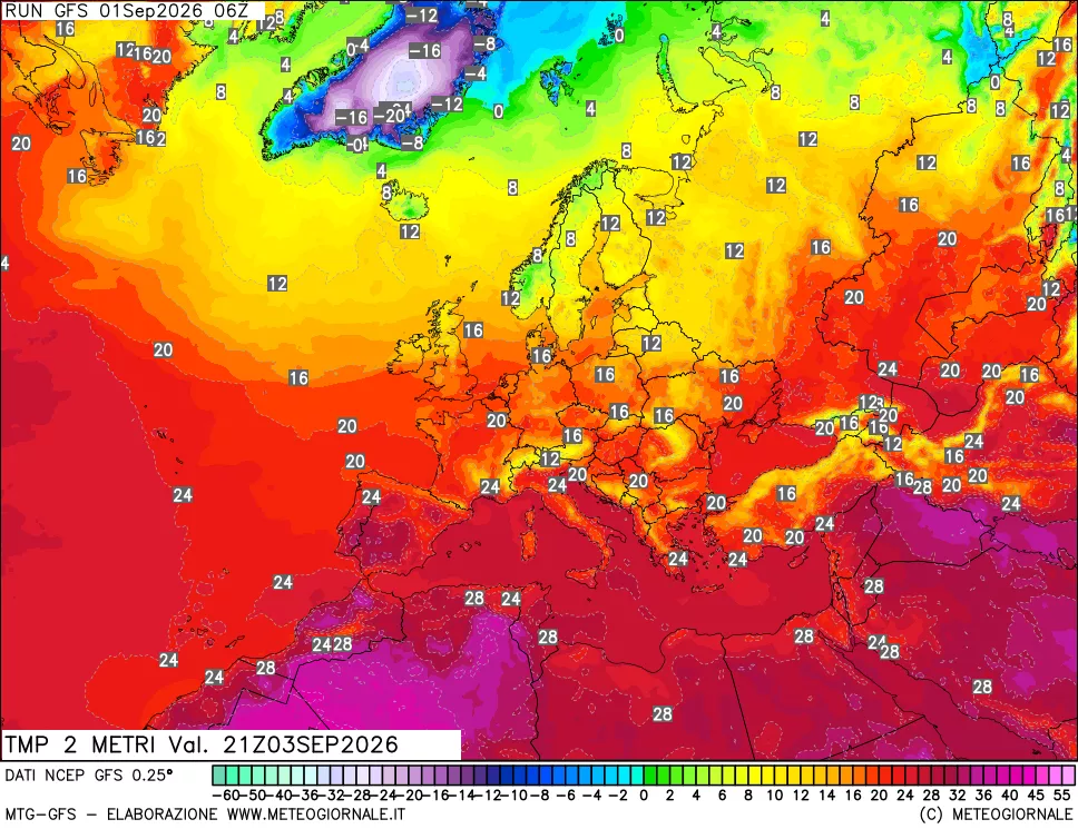 mappa Temp 2 metri