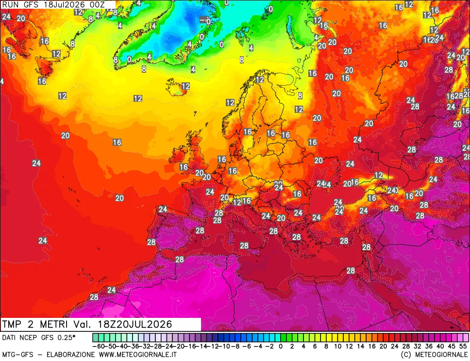 mappa Temp 2 metri