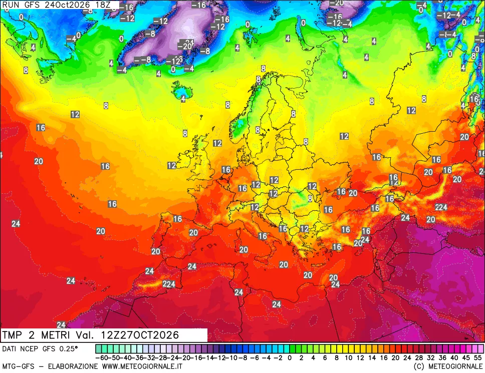 mappa Temp 2 metri