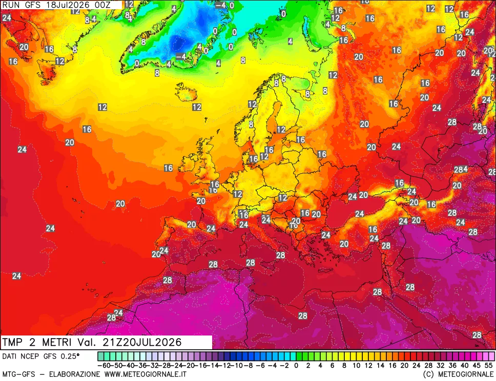 mappa Temp 2 metri