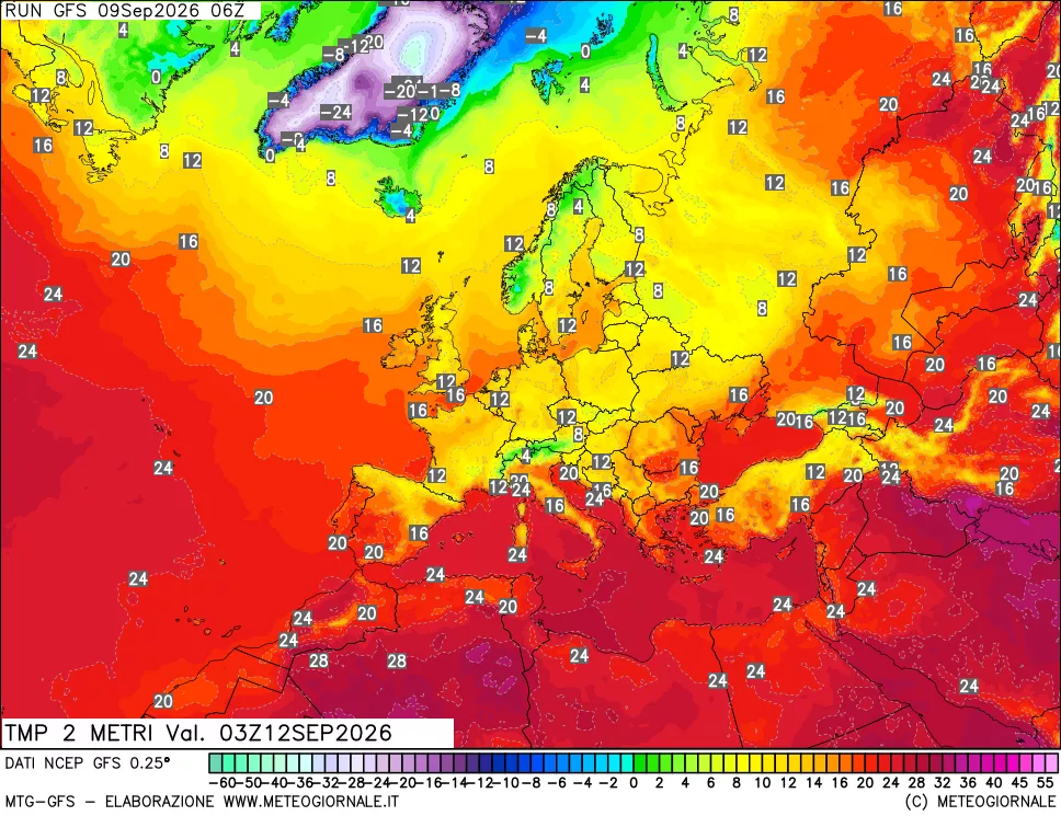 mappa Temp 2 metri