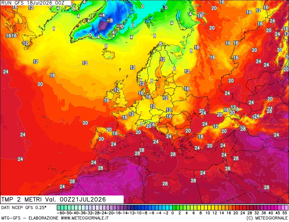 mappa Temp 2 metri