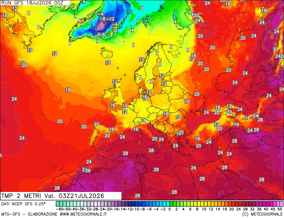 mappa Temp 2 metri