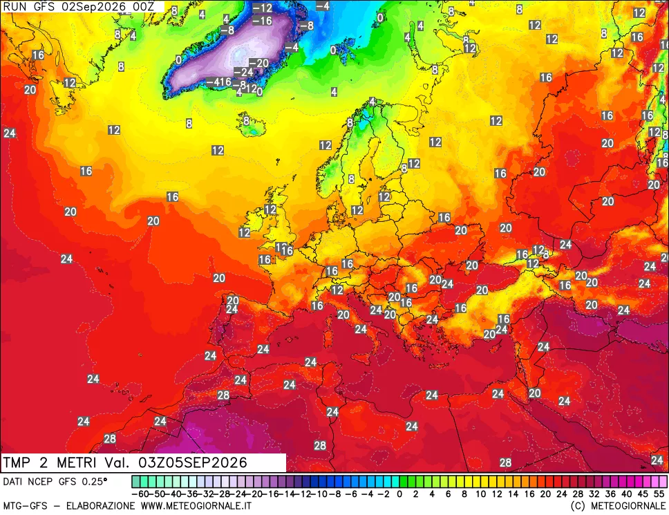mappa Temp 2 metri