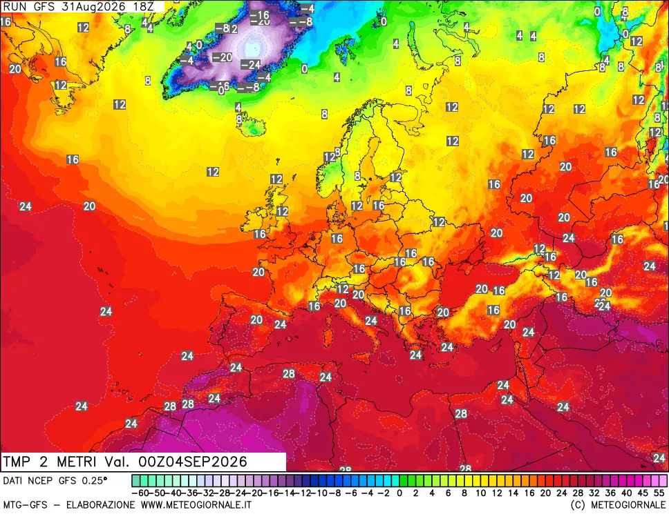 mappa Temp 2 metri