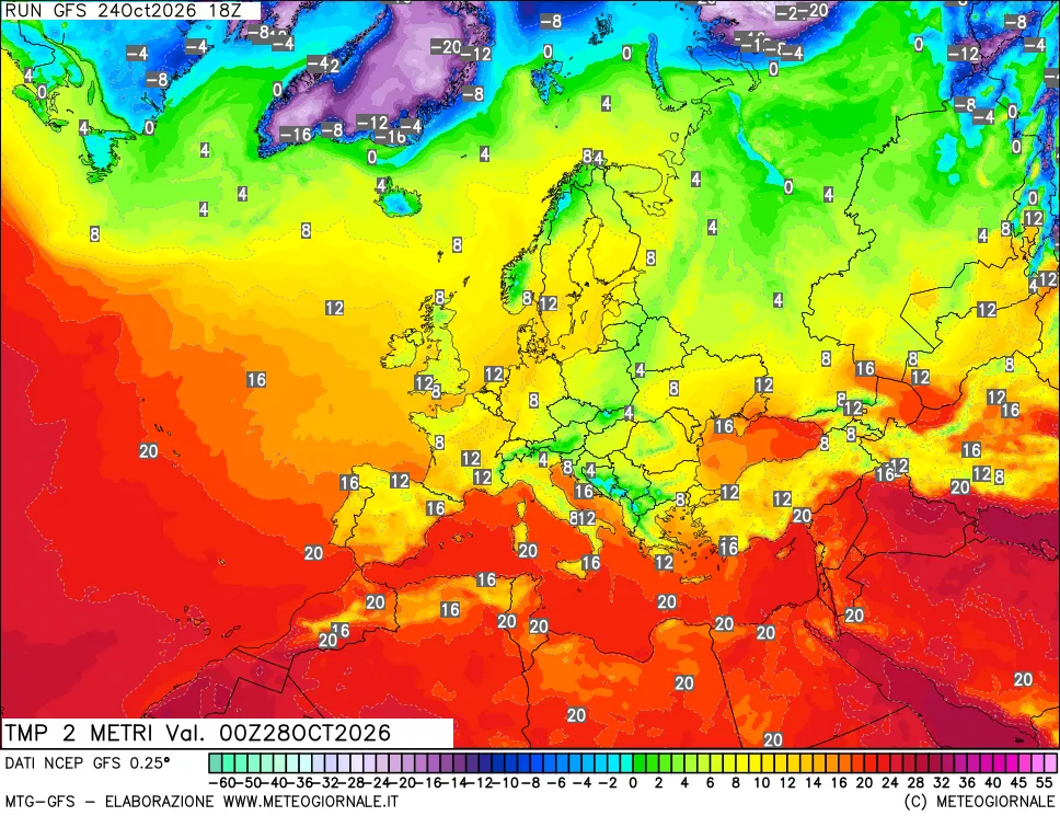 mappa Temp 2 metri