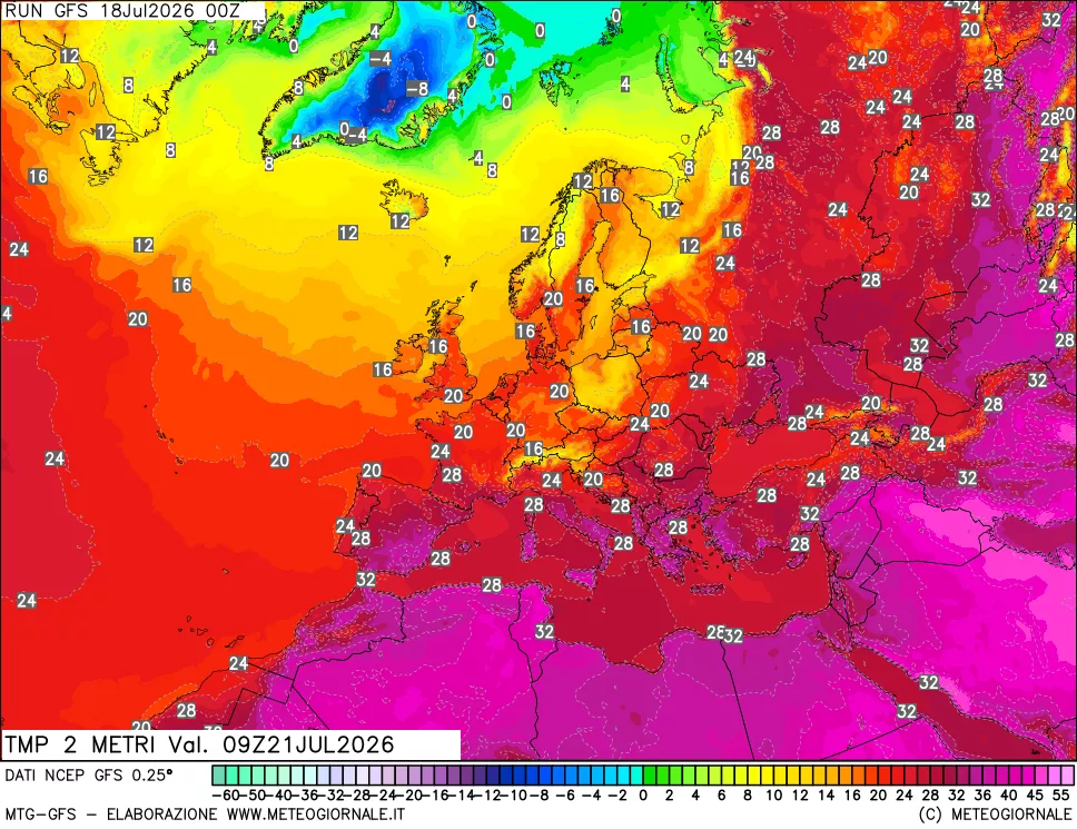 mappa Temp 2 metri