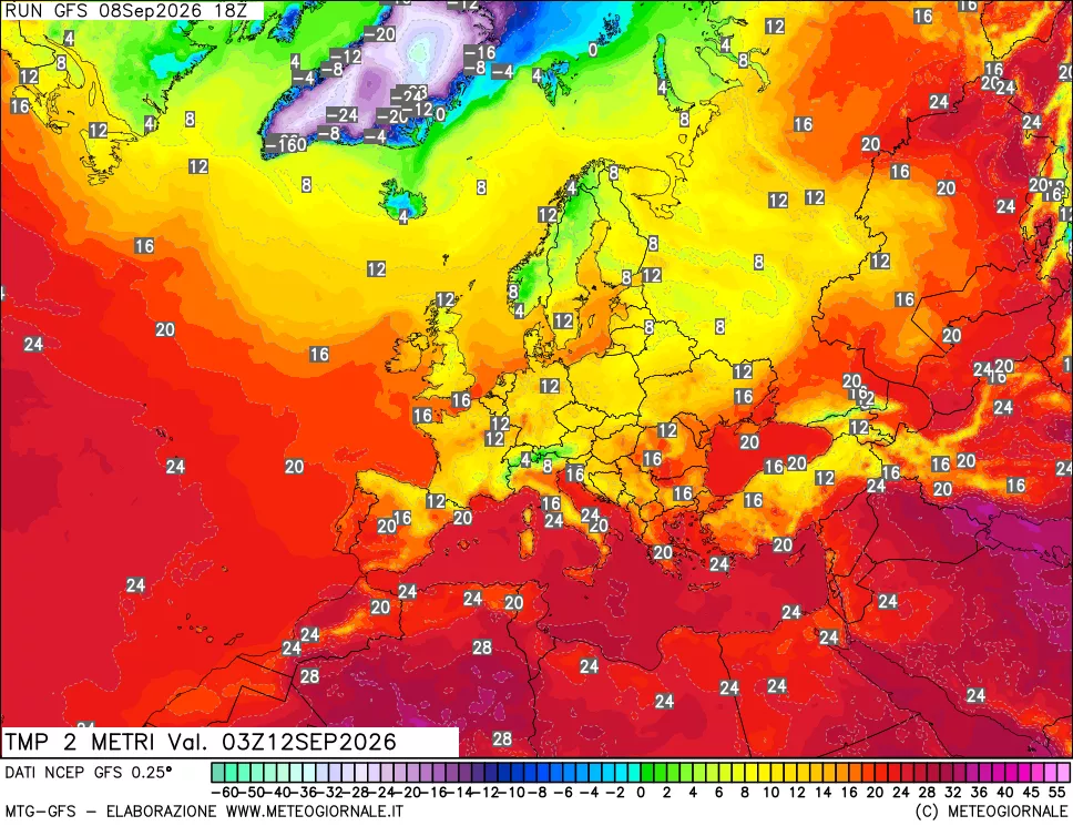 mappa Temp 2 metri