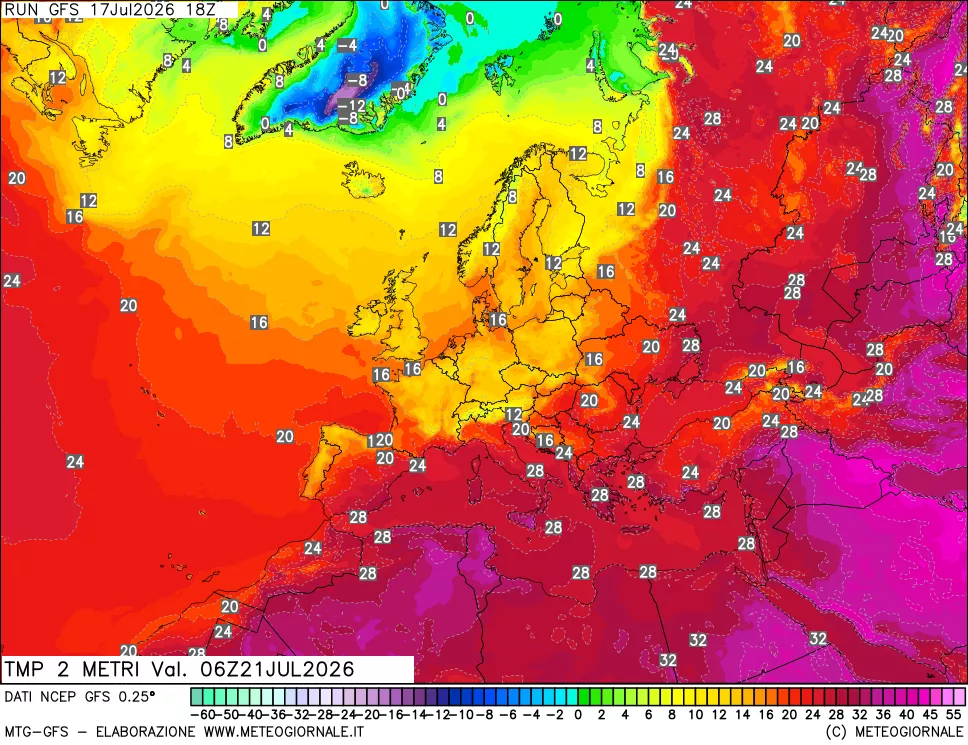 mappa Temp 2 metri