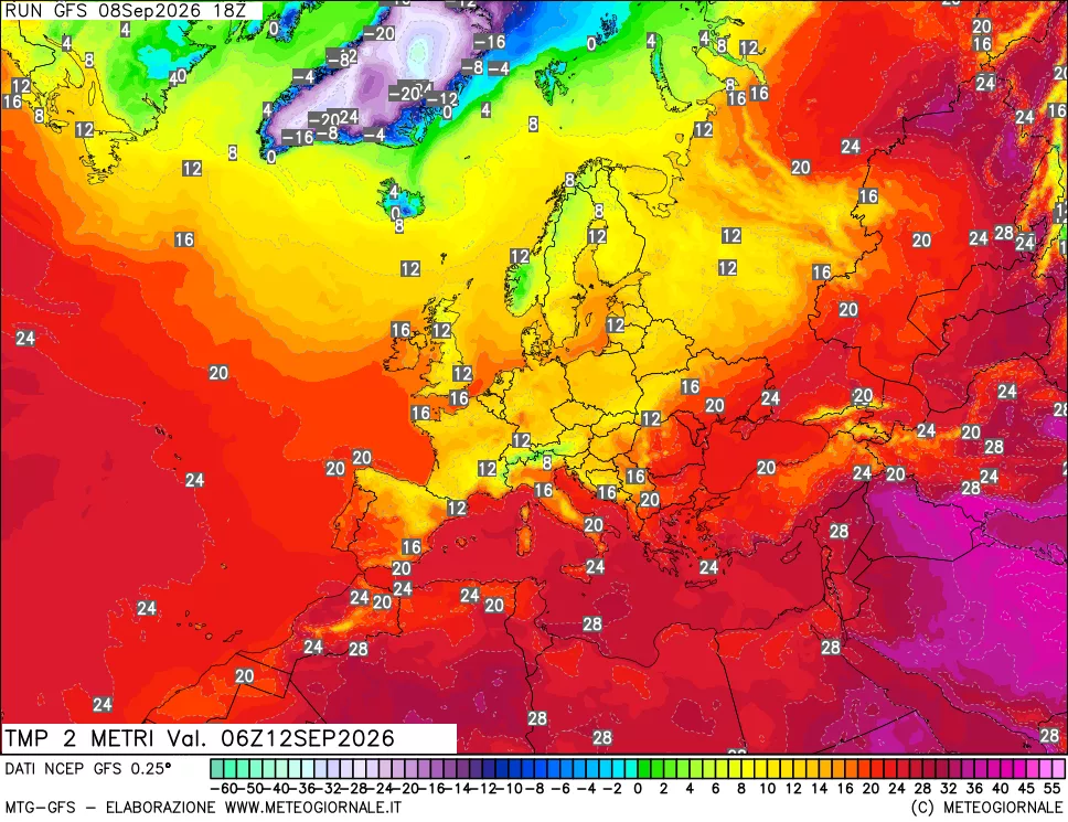 mappa Temp 2 metri