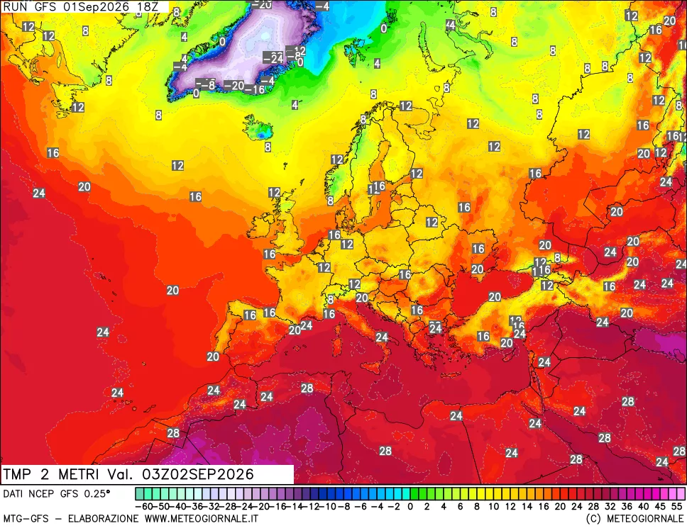 mappa Temp 2 metri