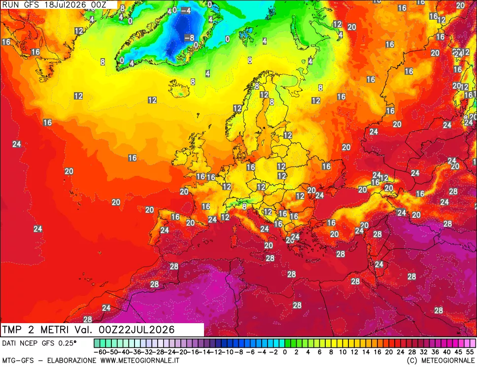 mappa Temp 2 metri