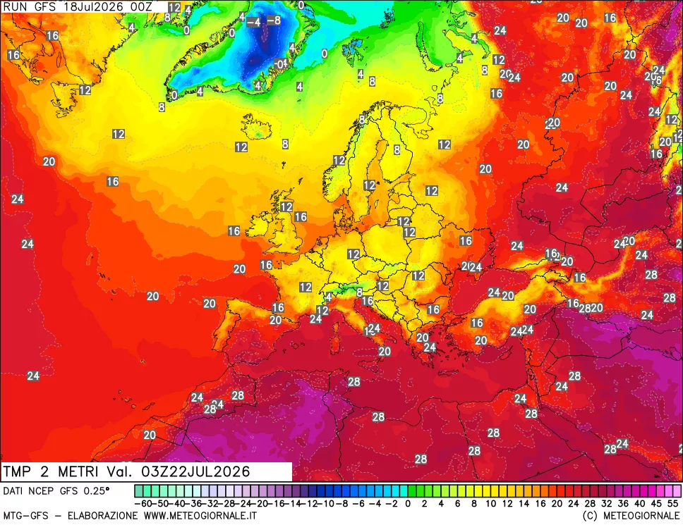 mappa Temp 2 metri