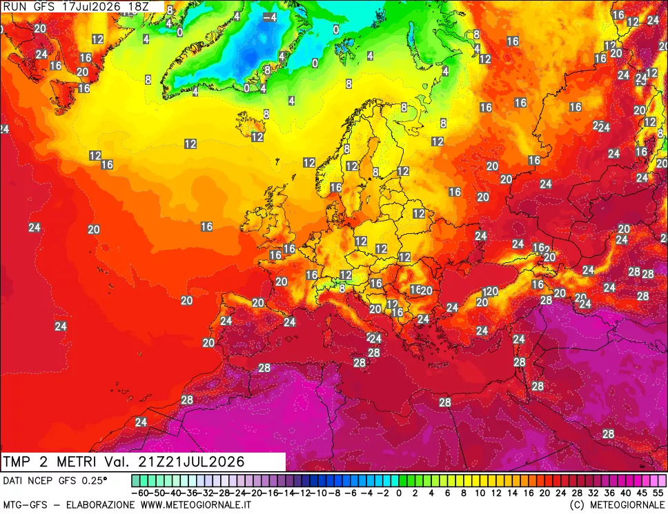 mappa Temp 2 metri