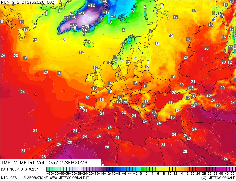 mappa Temp 2 metri