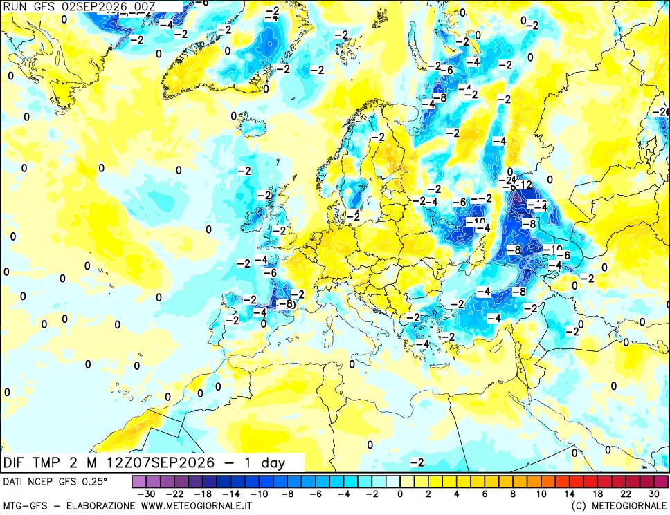 mappa Dif. Temp -24 ore