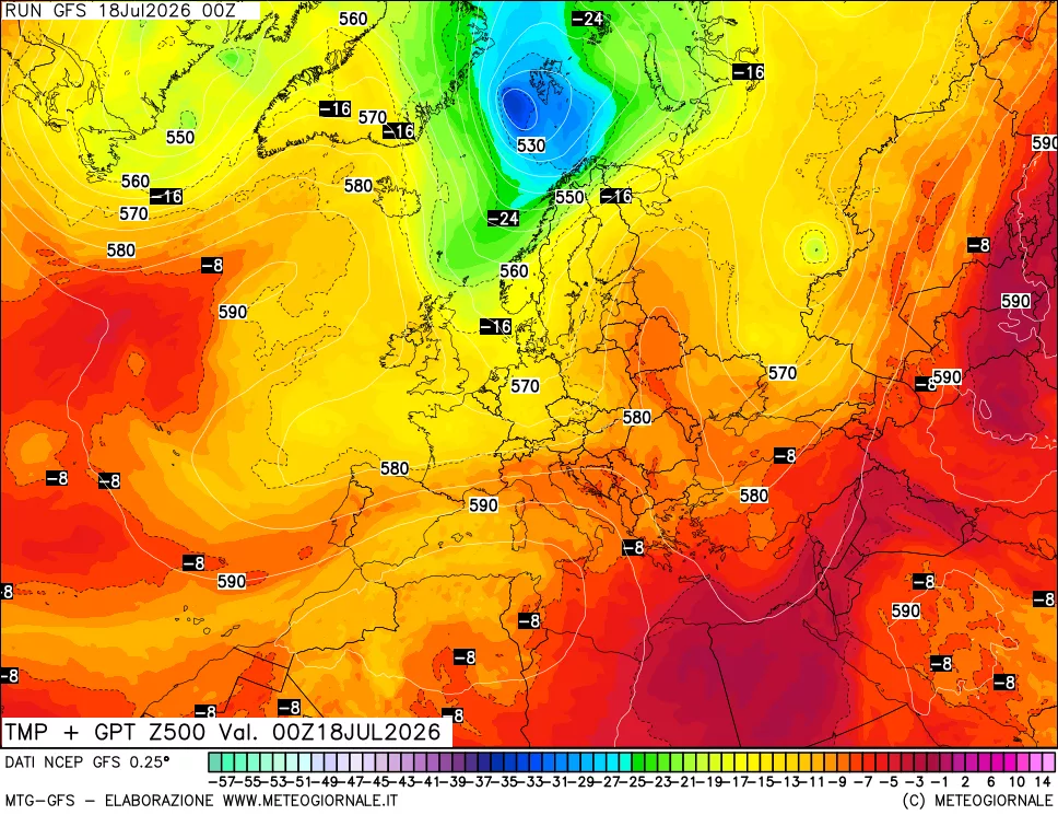mappa 500 hPa Temp + GPT