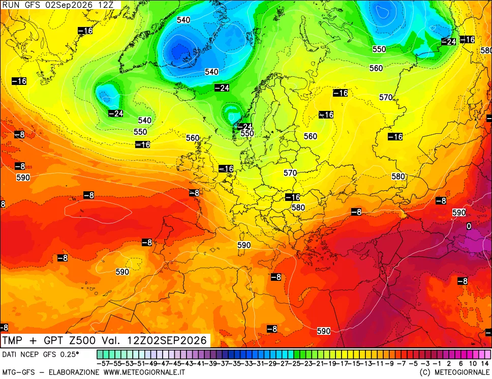mappa 500 hPa Temp + GPT