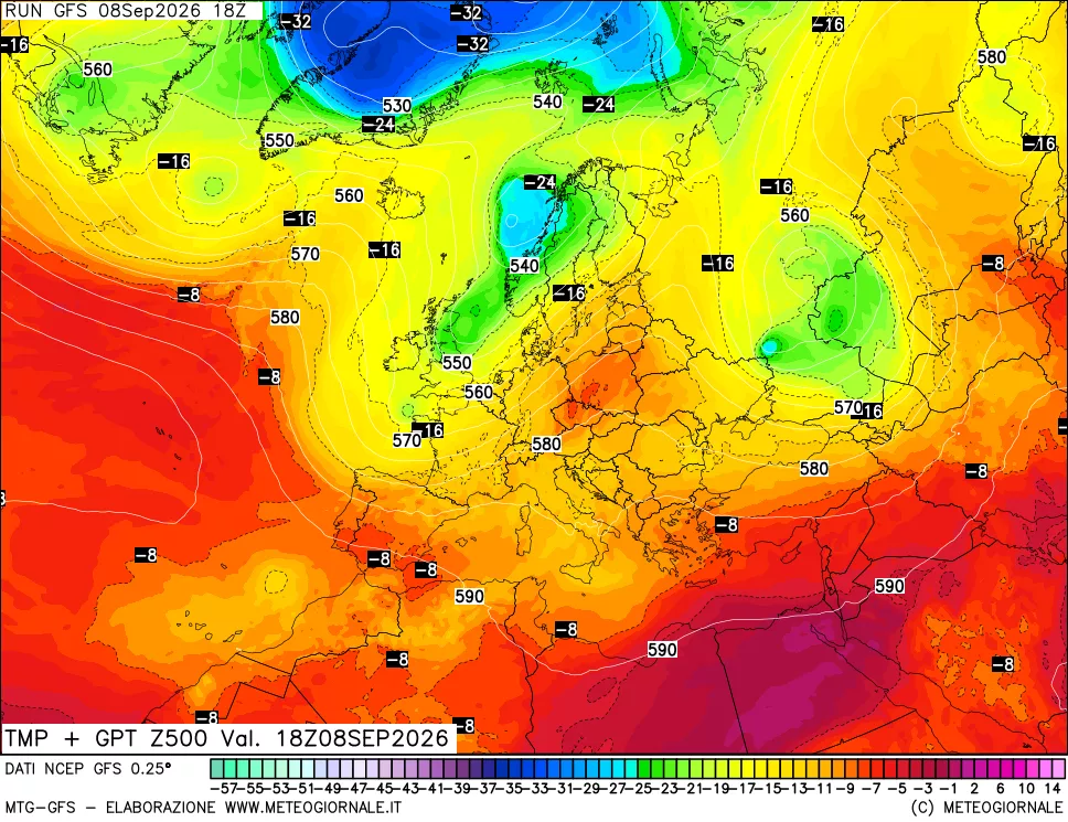 mappa 500 hPa Temp + GPT