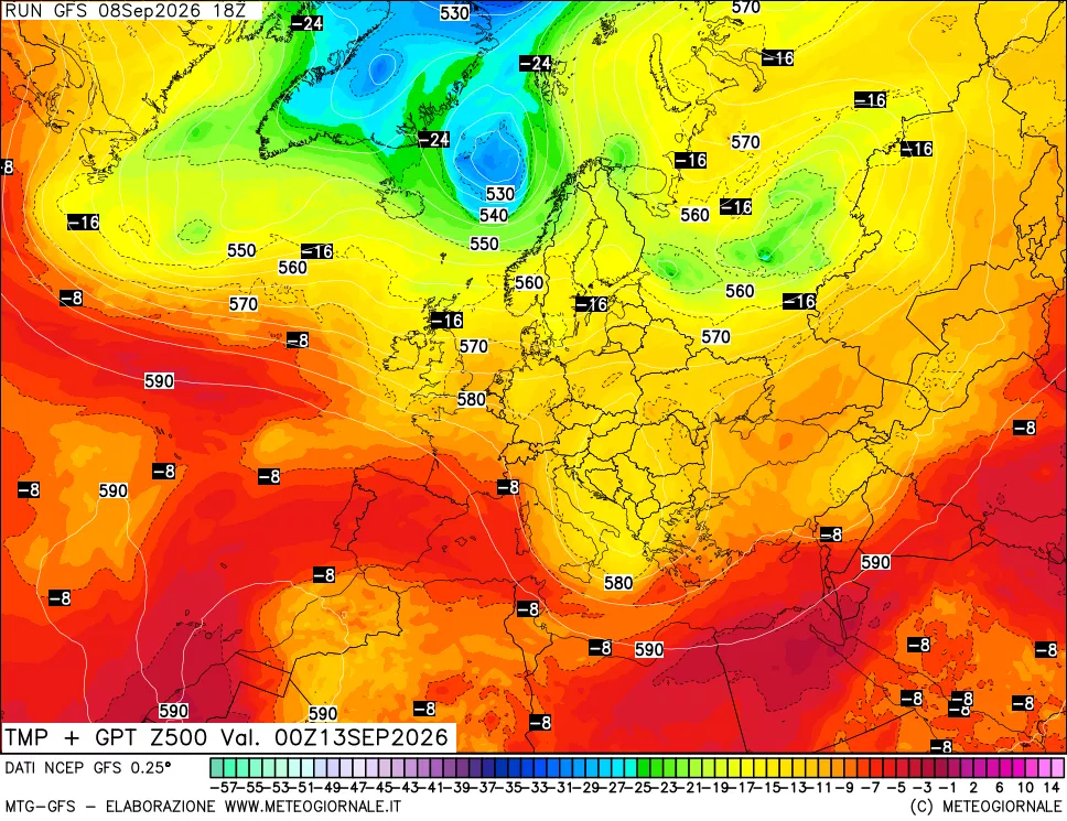 mappa 500 hPa Temp + GPT