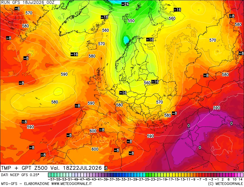 mappa 500 hPa Temp + GPT