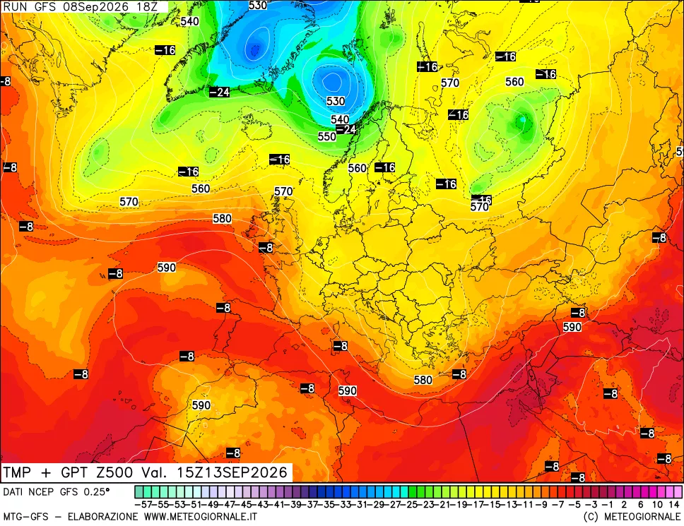 mappa 500 hPa Temp + GPT