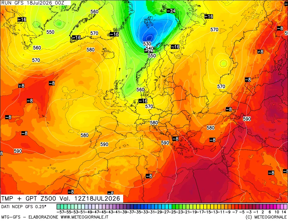 mappa 500 hPa Temp + GPT