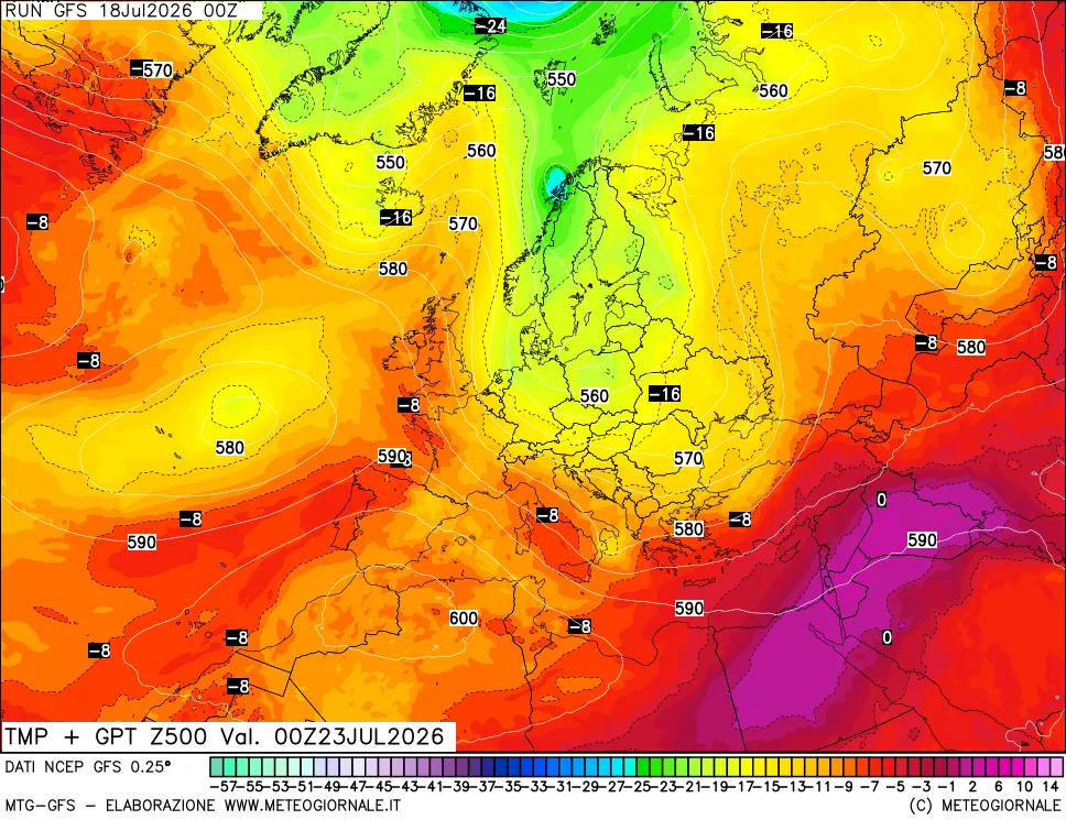 mappa 500 hPa Temp + GPT
