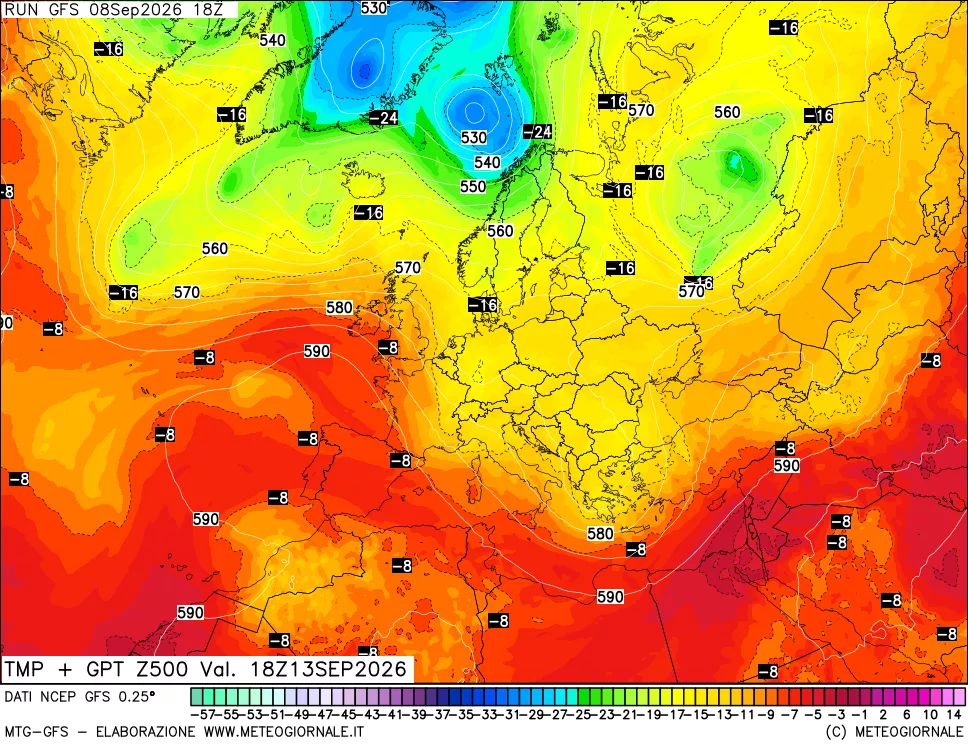 mappa 500 hPa Temp + GPT
