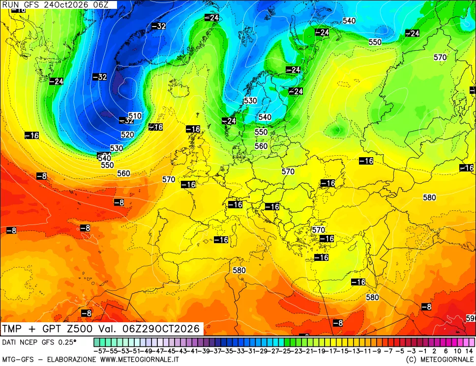 mappa 500 hPa Temp + GPT