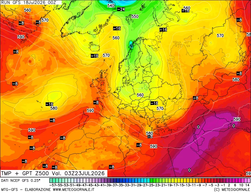 mappa 500 hPa Temp + GPT