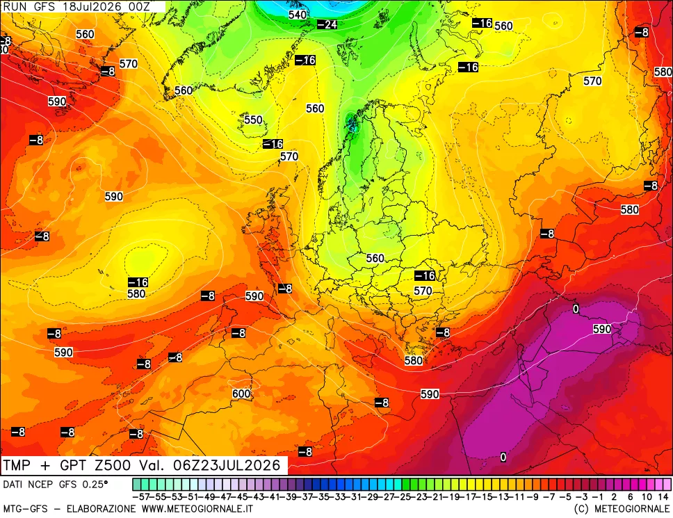 mappa 500 hPa Temp + GPT