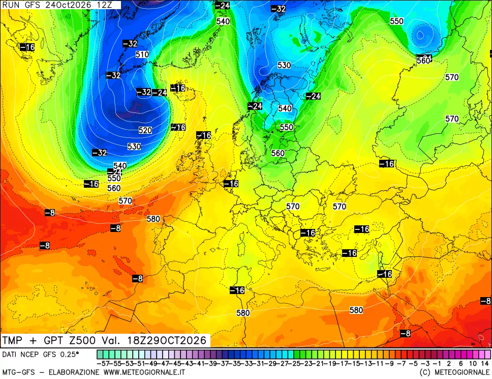 mappa 500 hPa Temp + GPT