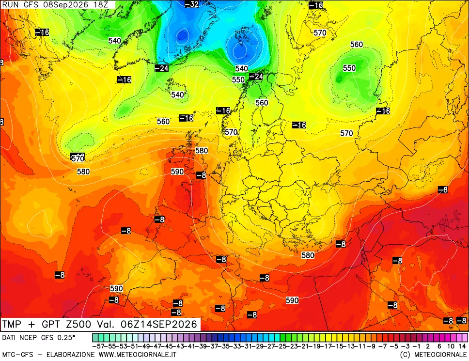 mappa 500 hPa Temp + GPT