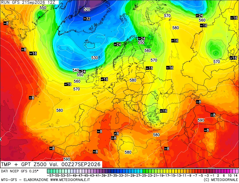 mappa 500 hPa Temp + GPT