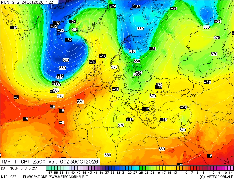mappa 500 hPa Temp + GPT