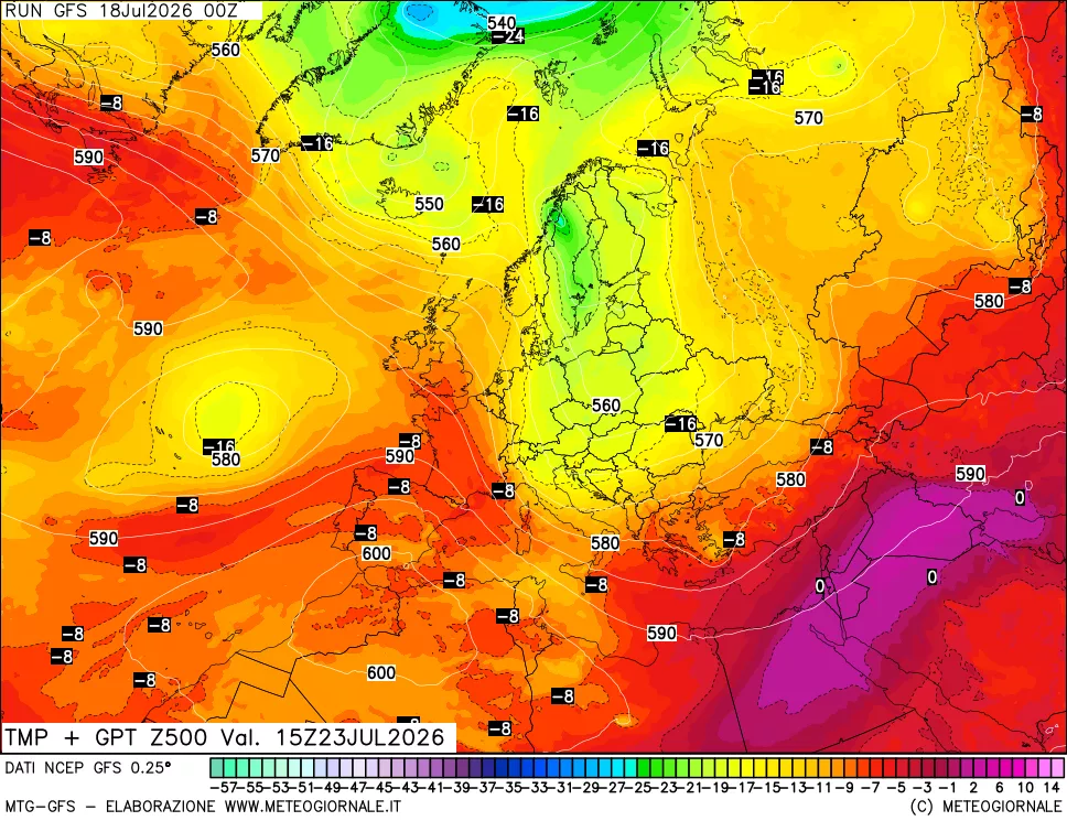 mappa 500 hPa Temp + GPT