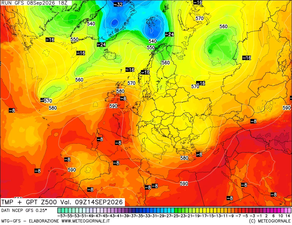 mappa 500 hPa Temp + GPT