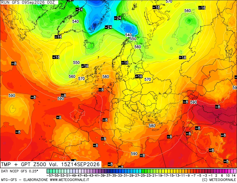 mappa 500 hPa Temp + GPT