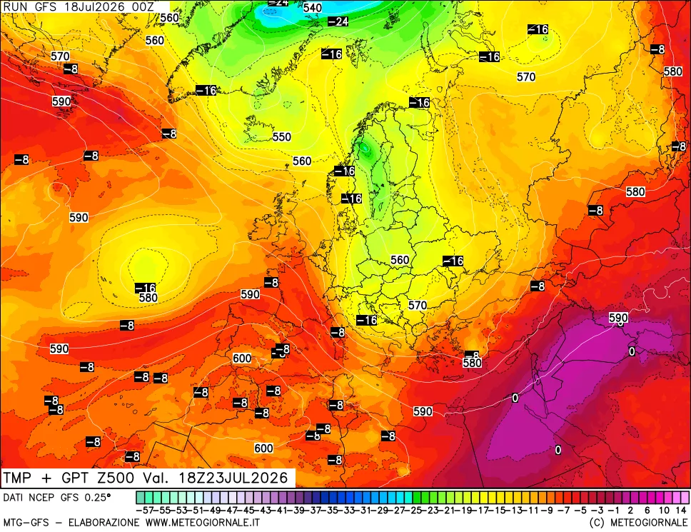 mappa 500 hPa Temp + GPT