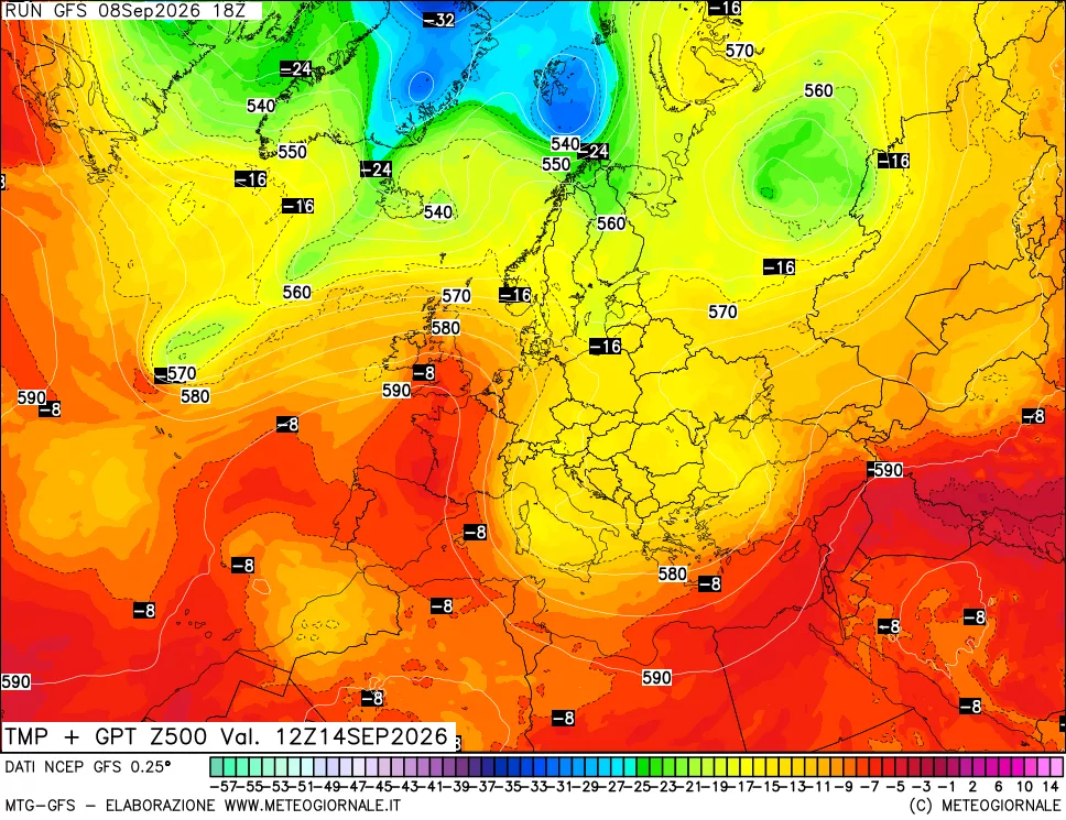 mappa 500 hPa Temp + GPT