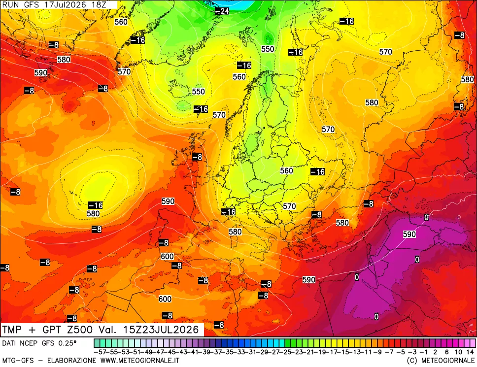 mappa 500 hPa Temp + GPT