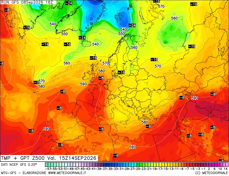 mappa 500 hPa Temp + GPT