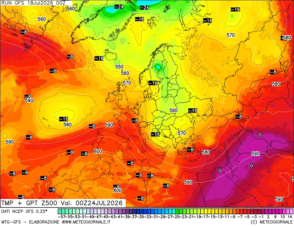 mappa 500 hPa Temp + GPT