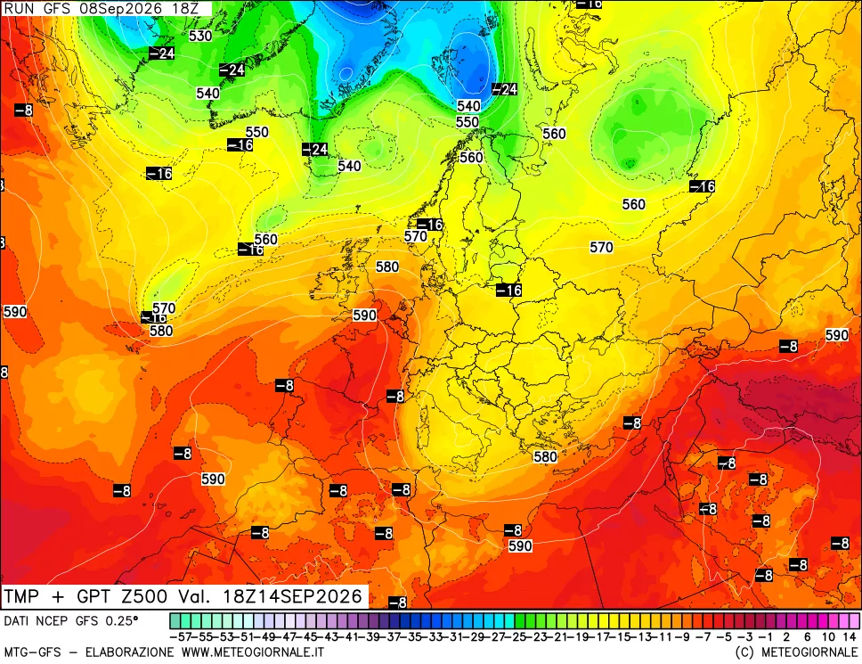 mappa 500 hPa Temp + GPT