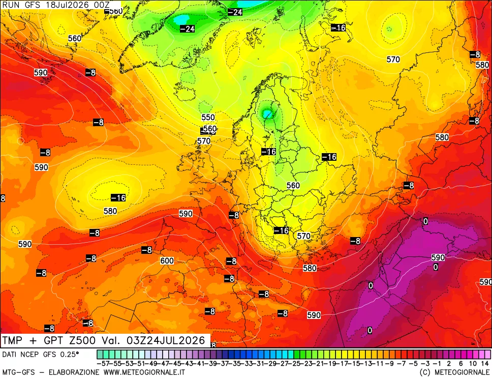 mappa 500 hPa Temp + GPT
