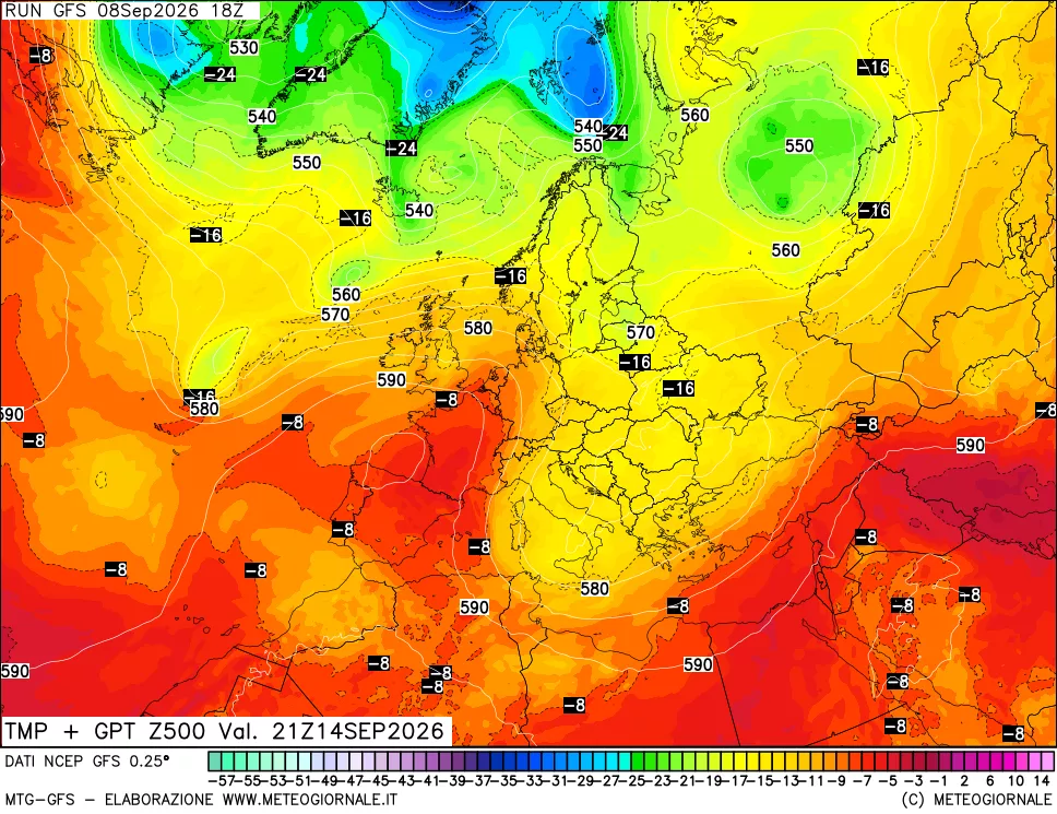 mappa 500 hPa Temp + GPT