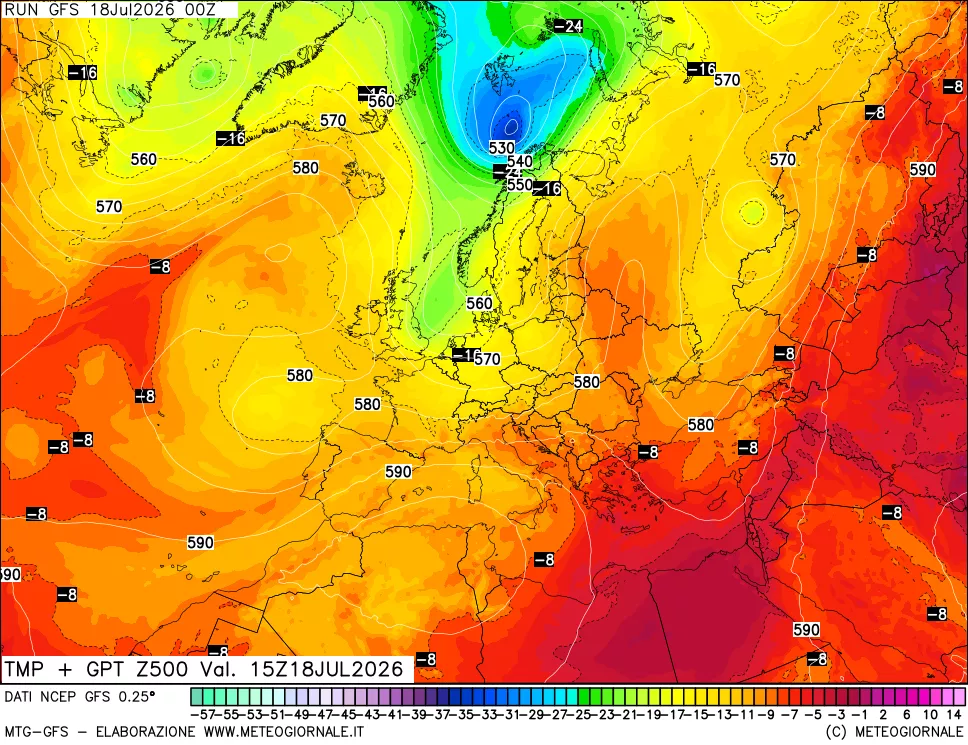 mappa 500 hPa Temp + GPT